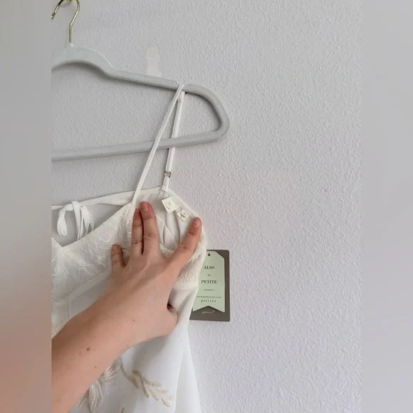 Anthropologie E by Eloise Maluku floral Embroidered Chemise lace Dress Ivory XS - Picture 9 of 10